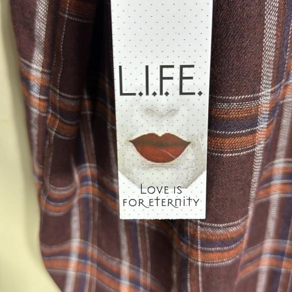 L.I.F.E. Lightweight oversized FALL🍁Flannel Button Down Women's Size Large NWT - Picture 8 of 9